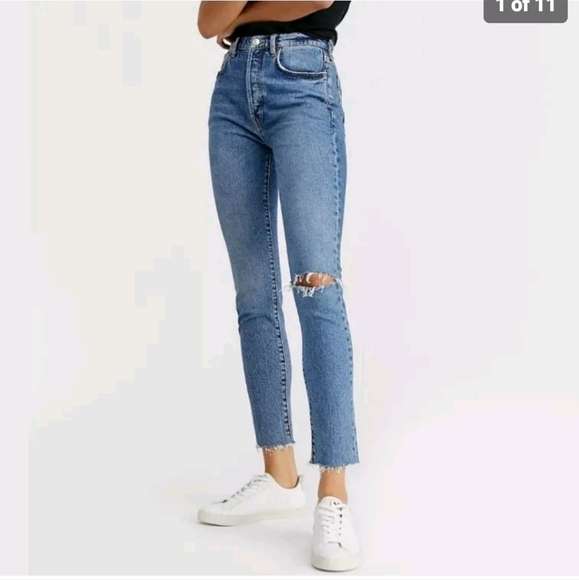 Free People Denim - We The Free Stella High Rise Button Fly Raw Hem Skinny Jeans
